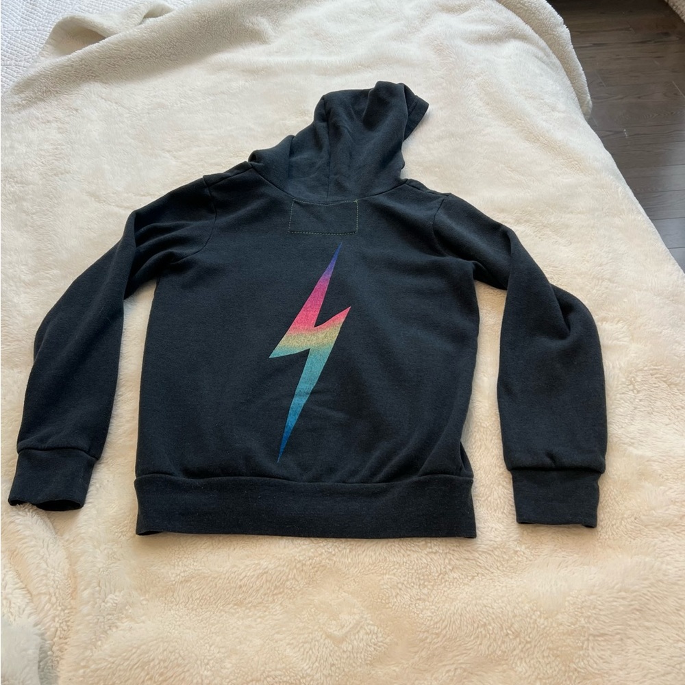 Kids Aviator Nation zip hoodie. Size 10 dark blue, lightning bolt